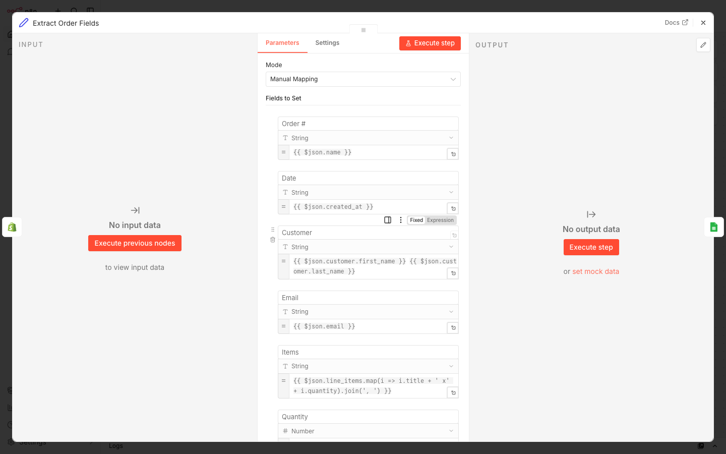 Set node field mapping